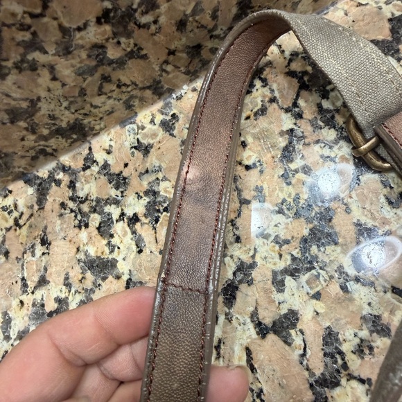 Mona B Gray Canvas Crossbody with Brown Trim - Picture 5 of 6